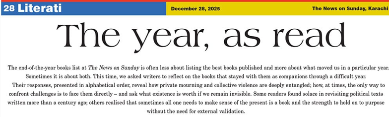 Reads of the Year 2025 – Mahmood Awan for The News